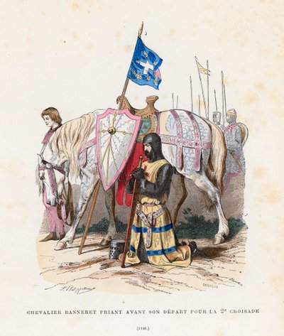 Chevalier priant avant de partir pour la deuxième croisade, 1146 - French School