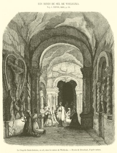 La Chapelle Saint-Antoine, en sel, dans les mines de Wieliczka - French School