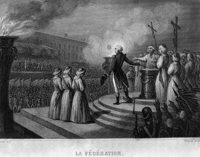 La Fédération (14 juillet 1790), anniversaire de la prise de la Bastille : serment à la Constitution - dans «Révolution française» par Thiers. 19e siècle - French School