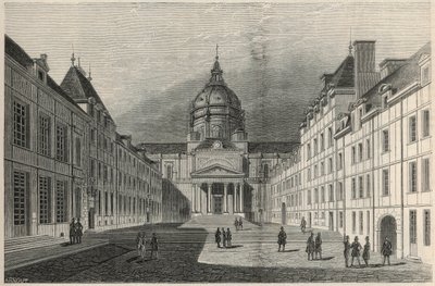 La cour de la Sorbonne à Paris au 19e siècle - Gravure dans «Tableau-de-Paris» par Edmond Texier 1852 - French School