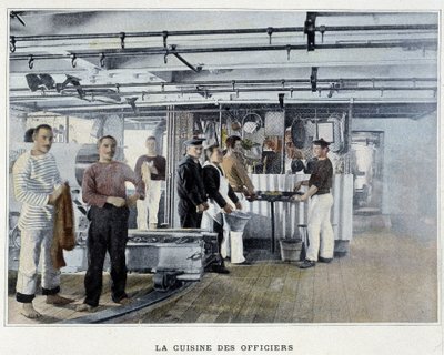 La cuisine des officiers - dans « Album militaire - Marine : La vie à bord » - French School