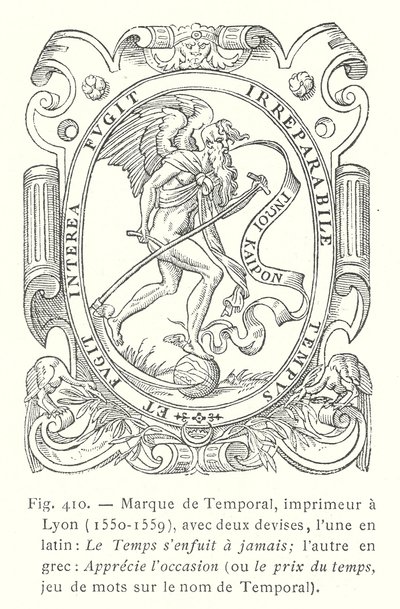Étiquette de Jean Temporal, imprimeur français de Lyon - French School