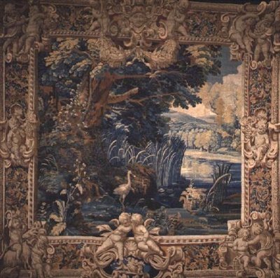 Paysage, Paris, début du XVIIe siècle (tapisserie en laine et soie) - French School