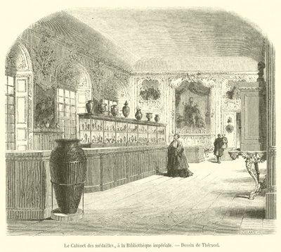 Le Cabinet des médailles, à la Bibliothèque impériale - French School