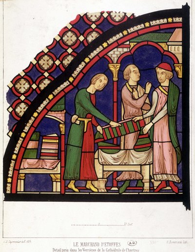 Le Marchand de tissus, détail tiré des vitraux de la cathédrale de Chartres (Fac-similé d