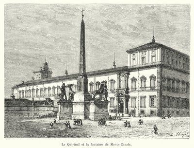 Le Quirinal et la fontaine de Monte-Cavale (gravure) - French School