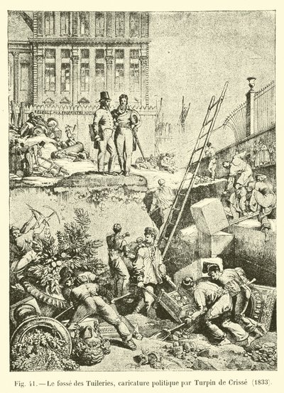 Le fossé des Tuileries, caricature politique par Turpin de Crissé, 1833 - French School