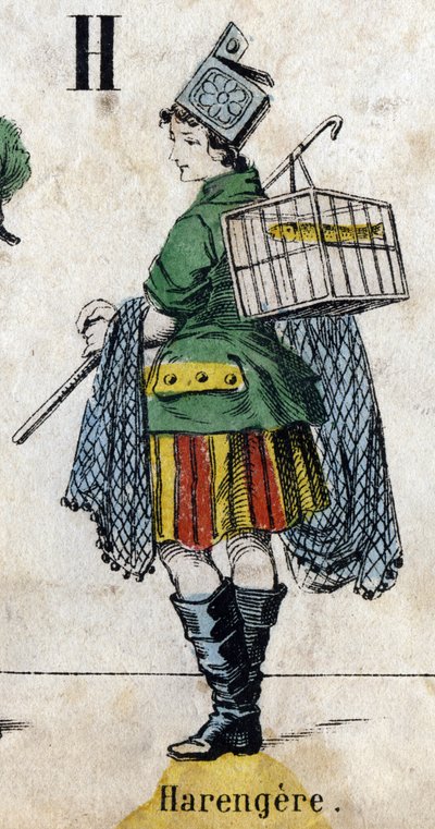 Lettre H : Hareng. Gravure dans "Alphabet mascarade". Nouvelle imagerie d