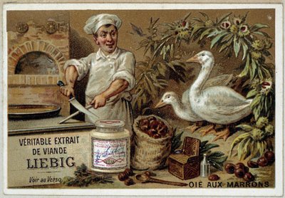 Recettes Liébig : oie aux marrons - chromo. Liébig - French School