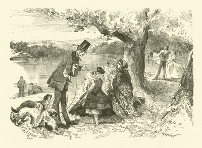 La vie en Angleterre : vendeur de chiens à Hyde Park (gravure) - French School