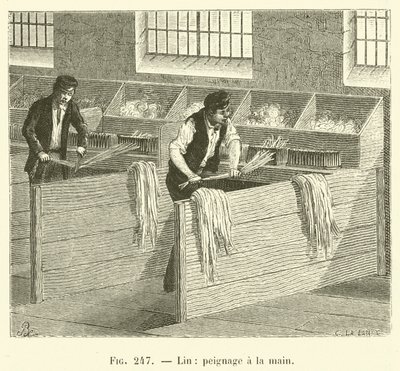 Lin, peignage à la main - French School