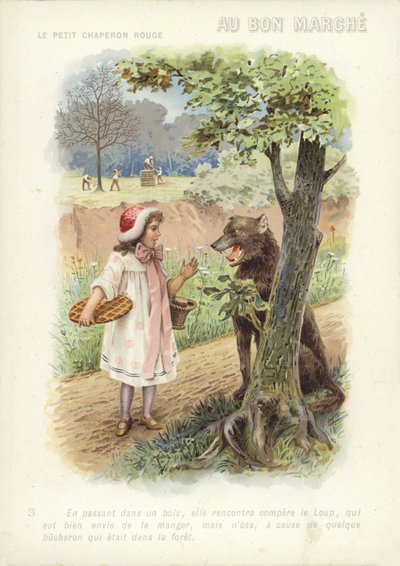 Le Petit Chaperon Rouge parlant au loup - French School