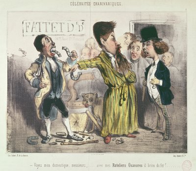 Regardez mon serviteur, messieurs..... avec mes fausses dents, il peut briser du fer ! - French School