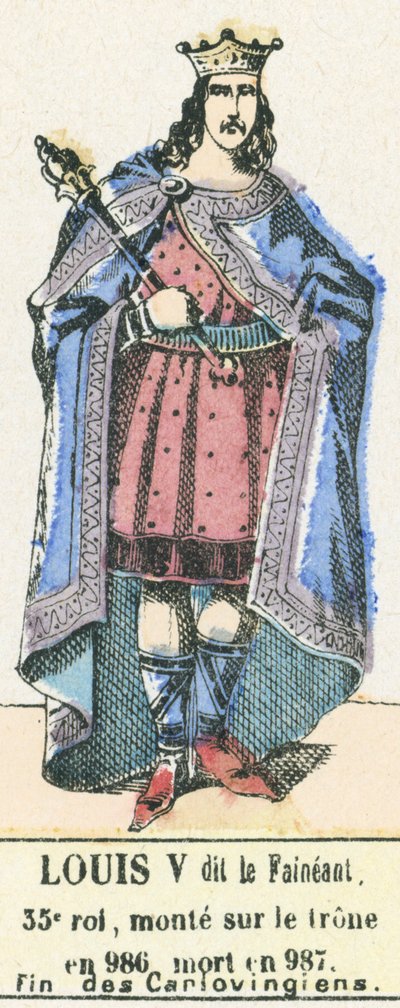 Louis V dit le Fainéant, 35e roi, monté sur le trône en 986, mort en 987, fin des Carolingiens - French School