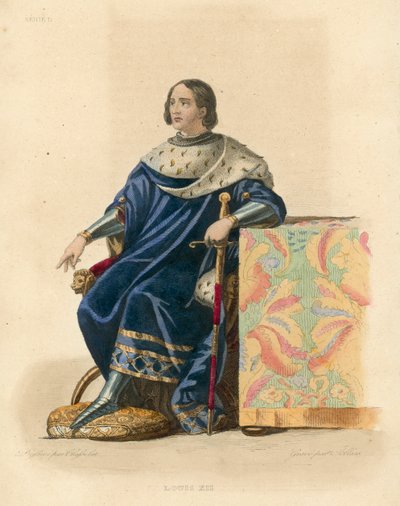 Louis XII (gravure en couleur) - French School