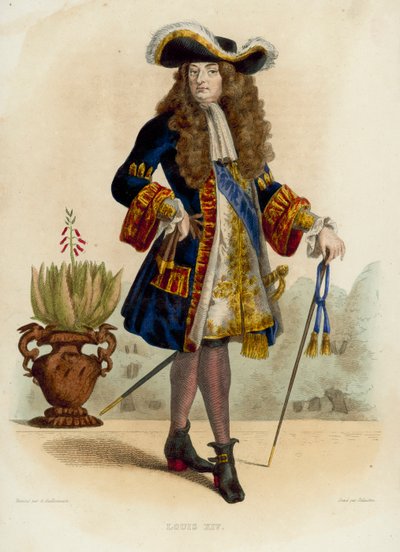 Louis XIV (gravure en couleur) - French School
