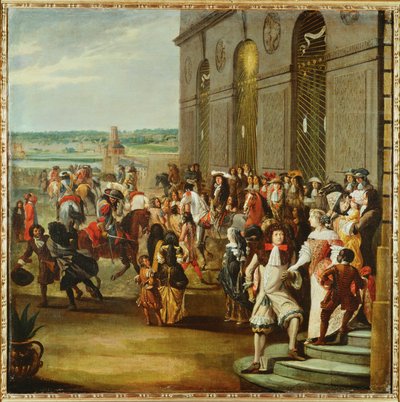 Louis XIV devant la grotte de Thétis dans les jardins de Versailles ... - French School