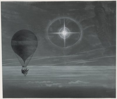 Halo lunaire et croix lumineuse observés lors du vol longue distance du ballon Zénith de Paris à Bordeaux en mars - French School
