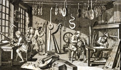 Atelier de luthier. Gravure - dans l