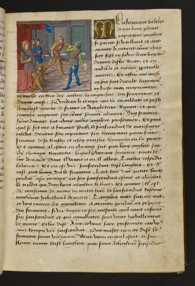 MS Hunter 252 014r Page de Cent Nouvelles Nouvelles, vers 1461-62 - French School