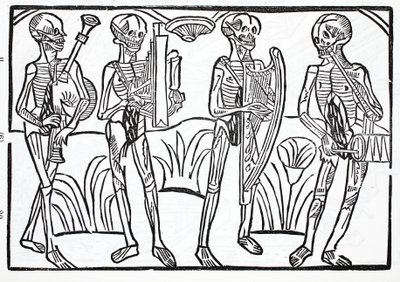 Danse macabre - squelettes de musiciens dans un orchestre - French School
