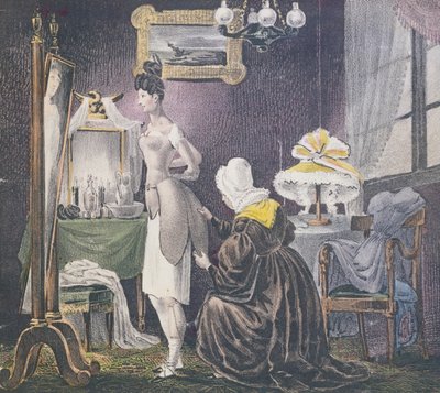 Femme de chambre aidant sa maîtresse à s