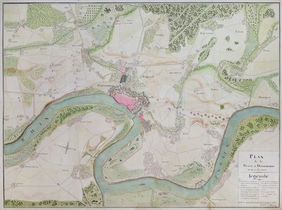 Carte de Düsseldorf et des environs (plume et encre sur papier) - French School