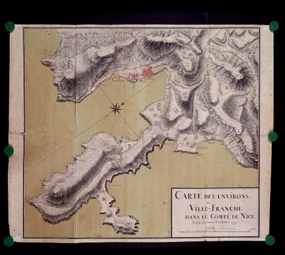 Carte des environs de Villefranche dans le comté de Nice levée en octobre 1748 - French School