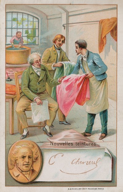 Michel Eugène Chevreul, chimiste français (1786-1889), inspectant de nouvelles teintures - French School