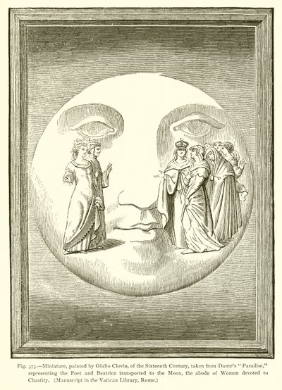 Miniature, peinte par Giulio Clovio, du XVIe siècle, tirée du Paradis de Dante - French School