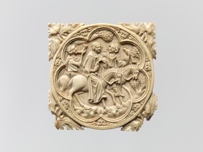 Boîtier de miroir avec une partie de fauconnerie, 1330-60 - French School