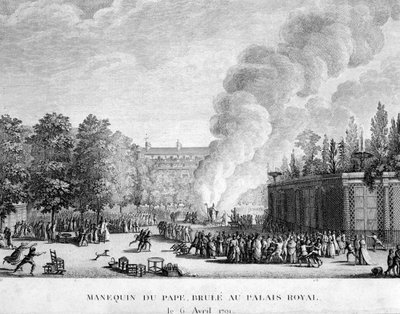 Modèle du pape brûlé au Palais Royal, 6 avril - French School