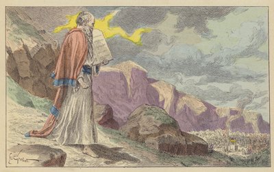 Moïse revenant du Mont Sinaï avec les Dix Commandements - French School