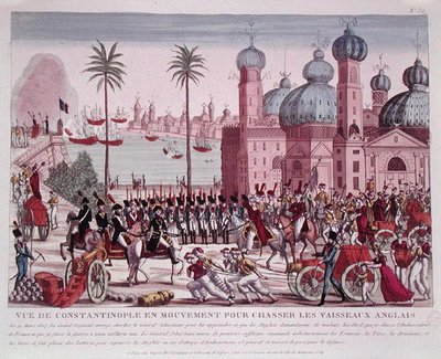 Mouvement des troupes pour forcer les navires anglais à quitter Constantinople, 21 mars 1807 - French School