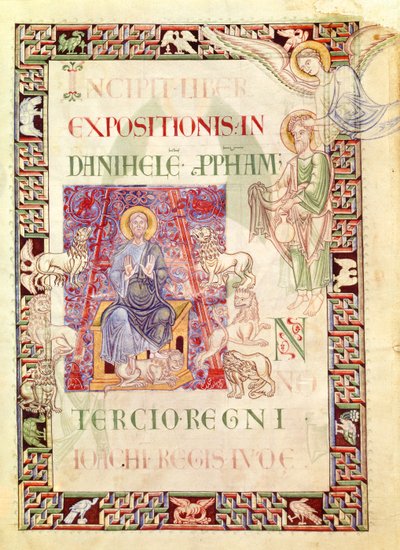 Daniel dans la fosse aux lions nourri par Habacuc, de Explanatio in Prophetas et Ecclesiasten par Saint Jérôme - French School