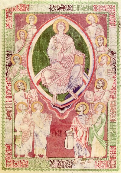 Ms 132 fol.2r Christ avec les douze petits prophètes, de Explanatio in Prophetas et Ecclesiasten par Saint Jérôme, de l