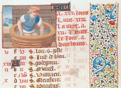Ms 134 Septembre : Foulage des raisins, d