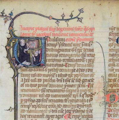 Moine dominicain donnant une conférence à deux autres moines, de Legenda Sanctorum Aurea par Jacques de Voragine - French School