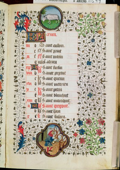 Ms 19 mars : Bélier et un homme abattant des arbres, d
