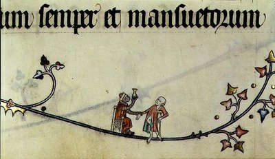 Le singe soigne un homme, du Pontifical de Metz, écrit pour Raymond Bar, évêque de Metz - French School