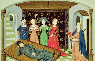 Ms 3045 f.3 Boèce, Philosophie et les Muses, de De Consolatione Philosophiae - French School