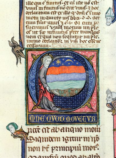 Ms 3469 Christ tenant un globe avec les quatre éléments, tiré de la Physique d