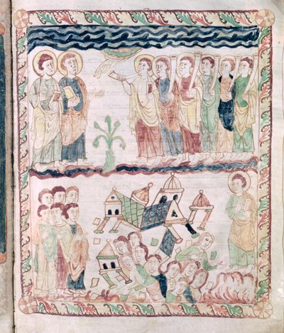 Ms 386 fol.25r Anges avec trompettes et la terre tremblante, de l