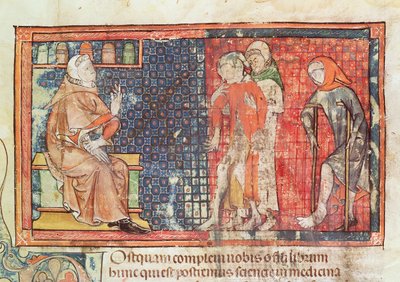 Ms 89 Ter fol.95 Un homme malade et un homme estropié présentés à un médecin, d