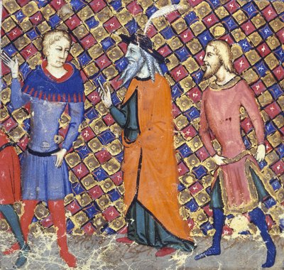 Ms Add 12228 Merlin avec deux compagnons, illustration de 