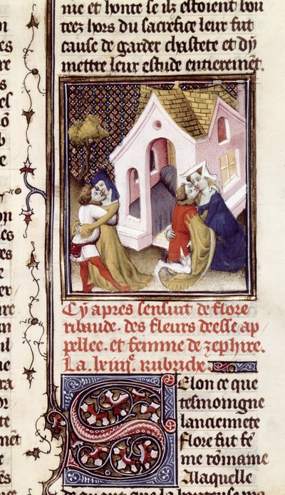Prostituées avec des clients, de Des Claires et Nobles Femmes, par Giovanni Boccaccio, vers 1403 - French School