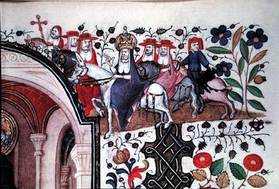 Ms Lat 1156b Fol.167 (détail) du Pape sur sa mule avec son entourage, d