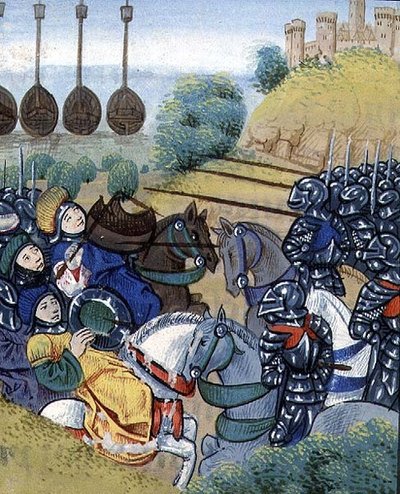Victoire hongroise sur les Turcs avec la flotte turque en arrière-plan, par Jean Chartrier, fin du 15ème siècle, de la 