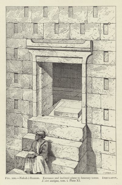 Naksh-i-Rustem, Entrée et plan incliné vers la tour funéraire - French School