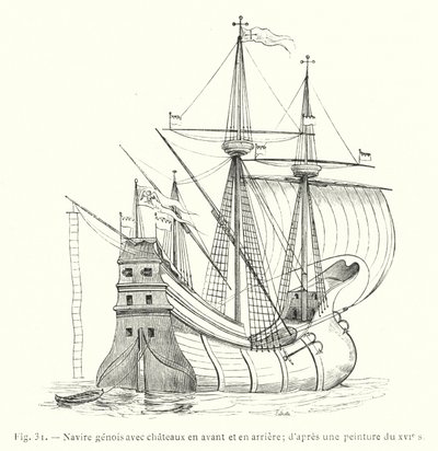 Navire génois avec châteaux en avant et en arrière ; d